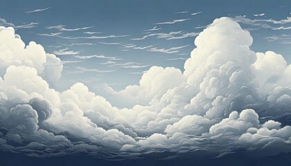 Wall Mural - clouds in the sky illustration of a cloudy sky with a thin mist floating