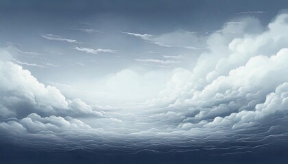 Wall Mural - illustration of a simple cloudy sky with a thin mist floating