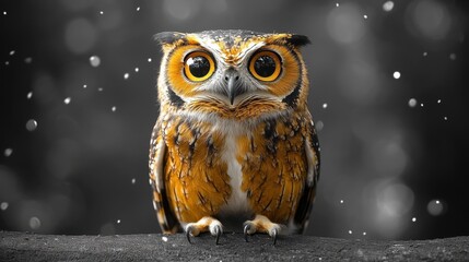 a yellow owl with big eyes