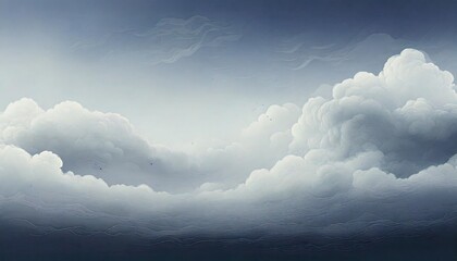 Wall Mural - illustration of a simple cloudy sky with a thin mist floating in the air