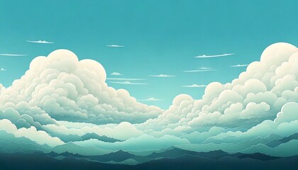 Wall Mural - illustration of a sky with a thin mist floating in the air