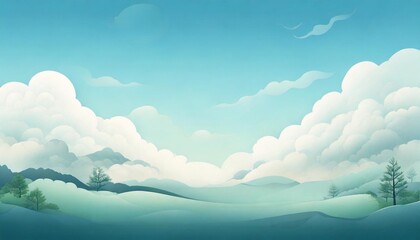 Wall Mural - illustration of a sky with a thin mist floating in the air. pale gray clouds filled the sky