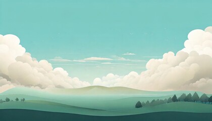 Wall Mural - illustration of a sky with a thin mist floating in the air. pale gray clouds filled the sky