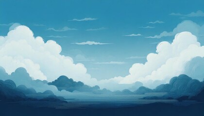 Wall Mural - blue sky with clouds illustration of an overcast sky