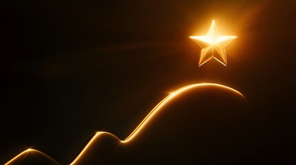 Aufkleber - A bright star icon placed above a simple, smooth upward curve graph, symbolizing aspiration and achievement