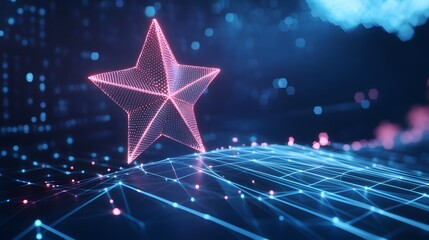 Poster - A geometric star symbol hovering over a smooth upward graph with glowing accents, in a modern futuristic design
