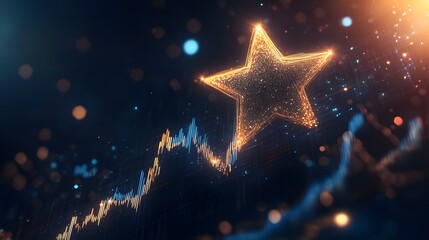 Aufkleber - A sleek star-shaped symbol positioned above an upward arrow graph, radiating growth and success in a clean layout