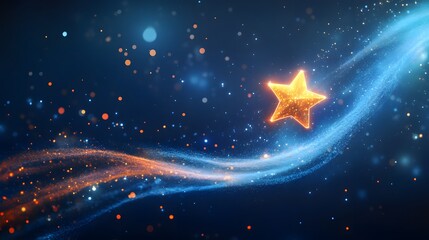 Poster - A radiant star icon floating over a dynamic curve graph with glowing points, emphasizing upward growth in a modern aesthetic