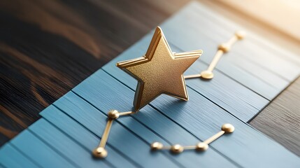 Aufkleber - A minimalist golden star centered above a clean upward arrow graph with subtle gradient highlights