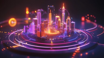 Poster - A professional presenting a futuristic IoT control hub, with 3D holographic paths and clear 2D task breakdowns