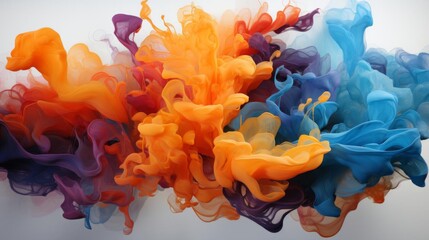 Wall Mural - A colorful explosion of smoke and fire with orange, blue, and purple colors