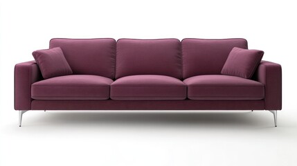 Wall Mural - Modern purple three-seater sofa isolated on white.