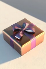 Wall Mural - A beautifully wrapped gift box with a shiny ribbon, symbolizing celebration and giving.