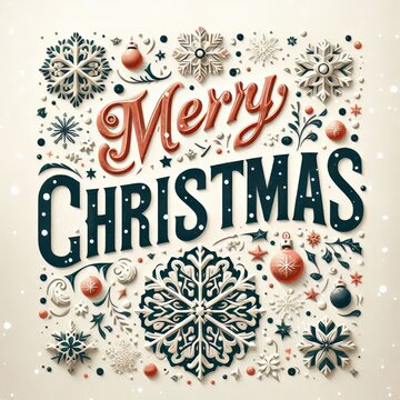 Christmas scene festive decorations include red baubles pine branches gold beads candy cane Merry Christmas text Happy New Year text
