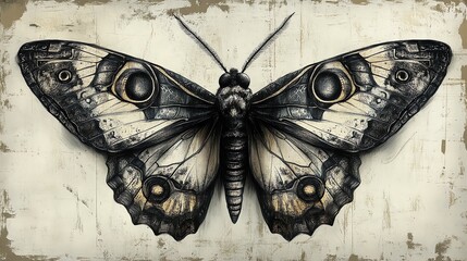 Poster - A detailed illustration of a butterfly showcasing intricate wing patterns.