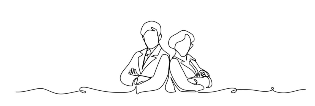 One line drawing of men and women office business meeting graphic continuous line drawing design.eps