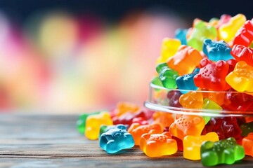 Poster - Colorful Gummy Bears on a Table