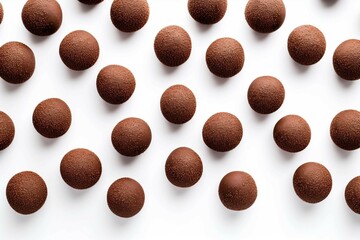 Wall Mural - Chocolate Dessert Balls , Isolated white background, flat lay