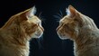 © EUT - Two ginger cats face each other, intense gaze. Perfect for themes of connection, duality, or pet portraits.