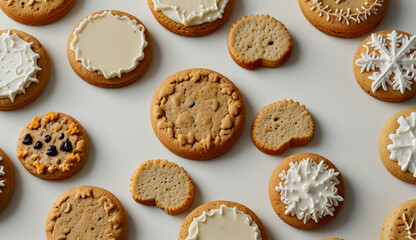 Fototapete - White background with cookies decorated around the edges Generative AI