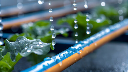 Wall Mural - Macro Shot Water Droplets Fresh Lettuce Close Up Crisp Green Leaves Symbolizing Freshness Water Importance Sustainable Farming