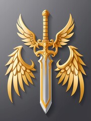 Wall Mural - illustration of golden wings and golden sword, royal sword