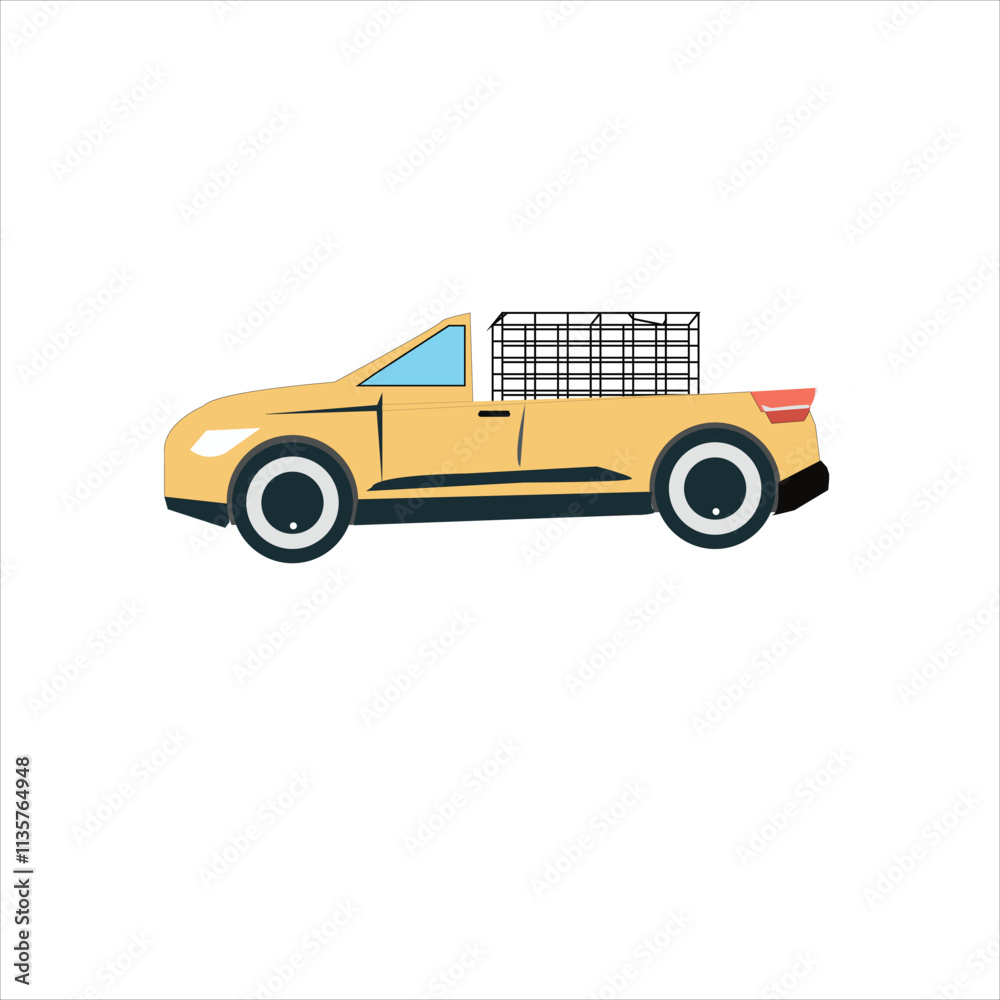 Pickup truck side view vector illustration isolated on white background ...