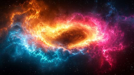Wall Mural - vibrant cosmic nebula with neon colored explosion of stellar energy and interstellar plasma