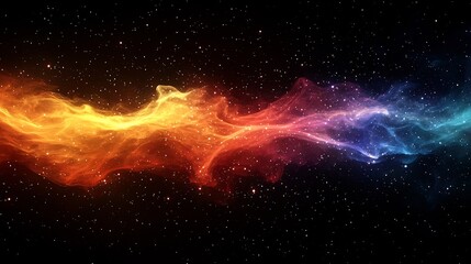 Poster - vibrant cosmic nebula wave with swirling colors and shining stars in deep space background