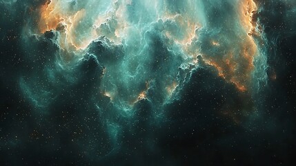 Wall Mural - swirling cosmic nebula with vibrant blue and green hues symbolizing new solar system formation