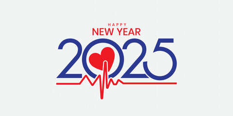 Happy New Year 2025 for health care, Insurance, Wellness, and medical concepts. Celebrate the new year with Doctors, Nurses & Medical Staff