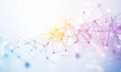 Fototapete - Abstract Colorful Network Connection Lines Dots Background