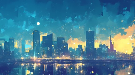 Wall Mural - country skyline at night