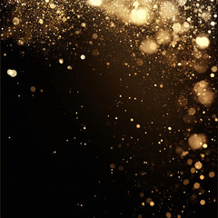 Wall Mural - festive vector background with gold glitter and confetti for christmas celebration. black background