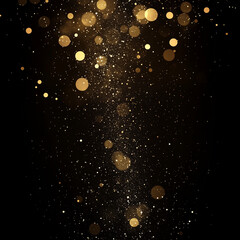 Wall Mural - festive vector background with gold glitter and confetti for christmas celebration. black background
