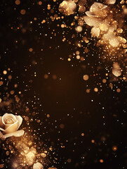 Wall Mural - festive vector background with gold glitter and confetti for christmas celebration. black background