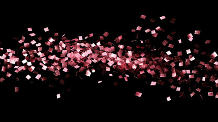 Wall Mural - pink glitter and confetti for celebration. black background with glowing pink particles. valentines 