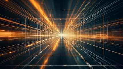 Aufkleber - Futuristic light grid creating a dynamic sense of depth and motion. Generative AI
