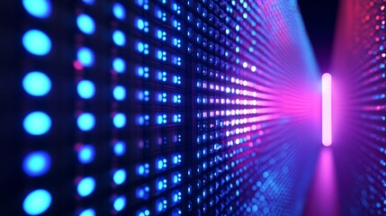 Poster - Bright LEDs illuminate a modern server center creating a vibrant atmosphere. Generative AI