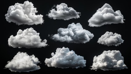 Poster - Fluffy clouds in various shapes on a dark background