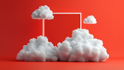 Wall Mural - clouds in a red background create an artistic frame effect
