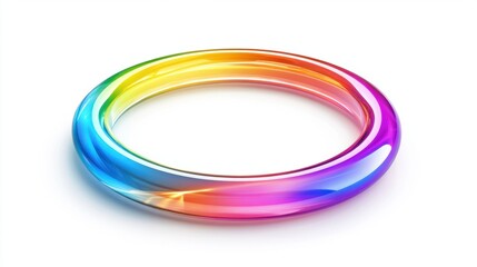 Leinwandbilder - A bold annular holographic frame with shimmering rainbow effects and sharp edges, isolated on a bright white background
