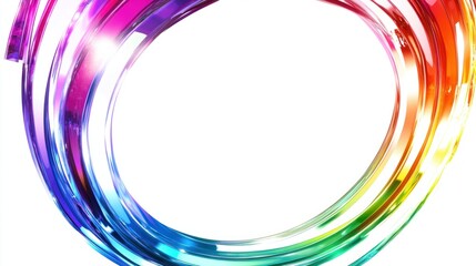Leinwandbilder - A bold annular holographic frame with shimmering rainbow effects and sharp edges, isolated on a bright white background
