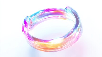 Leinwandbilder - A futuristic holographic ring with dynamic glowing lines and sharp edges, floating on a white background