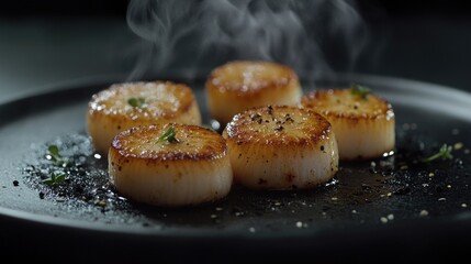 Sticker - Scallops Cooking in Skillet