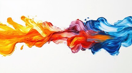 Poster - Vibrant Color Swirls of Orange, Red, and Blue Illustrating Movement and Creativity on a Clean White Background for Artistic Inspiration and Design