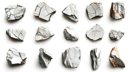 Poster - Collection of Unique Natural Stone Pieces Featuring Unique Patterns and Textures, Perfect for Artistic, Architectural, and Design Projects, Displaying Natural Beauty of Earth Elements