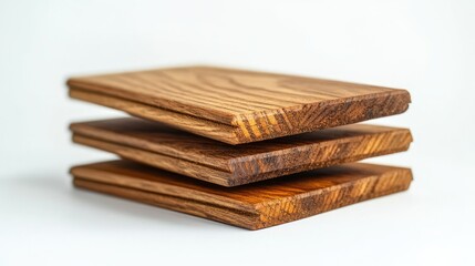 Poster - Stacked Wooden Planks with Natural Grain Pattern on a Light Background Ideal for Interior Design, Crafts, Furniture, and Sustainable Living Projects