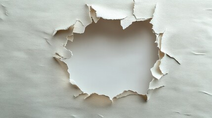 Poster - Torn Light Beige Paper with Frayed Edges Revealing a Blank Space Behind, Ideal for Backgrounds, Textures, or Artistic Projects in Various Design Contexts