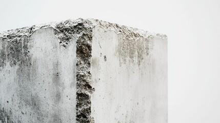 Poster - Abstract Close-Up of Textured Concrete Block with Rough Edges Against a Minimalist Background for Artistic and Architectural Inspiration